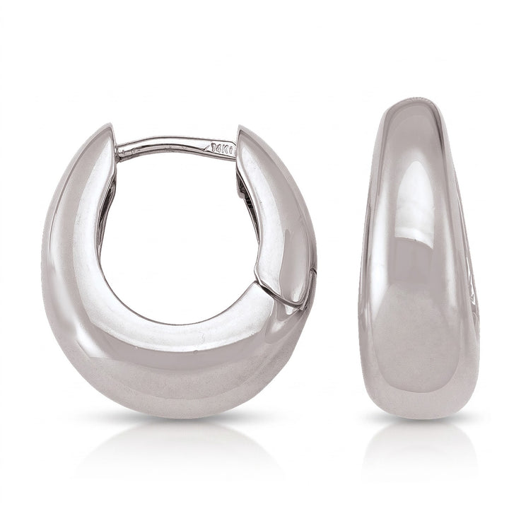 White Gold Oval Huggie Earrings