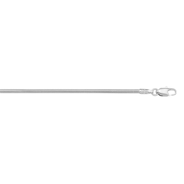 White Gold Solid Snake Chain Necklace — 1mm