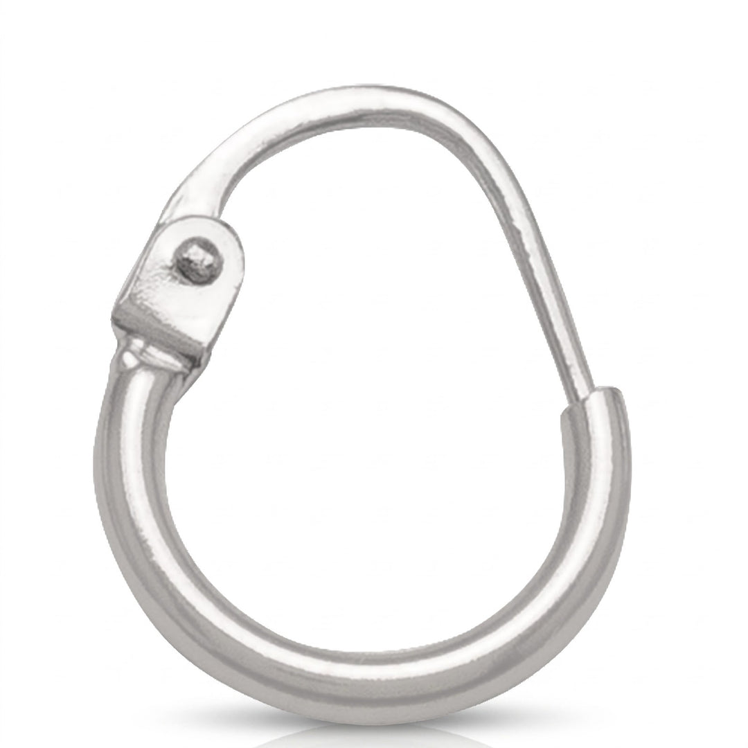 White Gold 2mm Tube Wire Hoop Earrings, 11.5mm