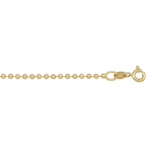 Yellow Gold Solid Bead/Ball Chain Necklace — 1.8mm