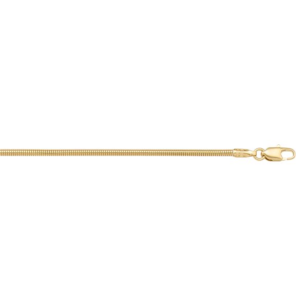 Yellow Gold Solid Snake Chain Necklace — 1mm