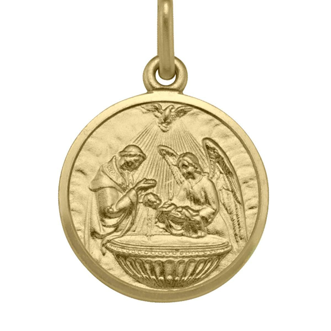 Yellow Gold Baptism Medal — front view