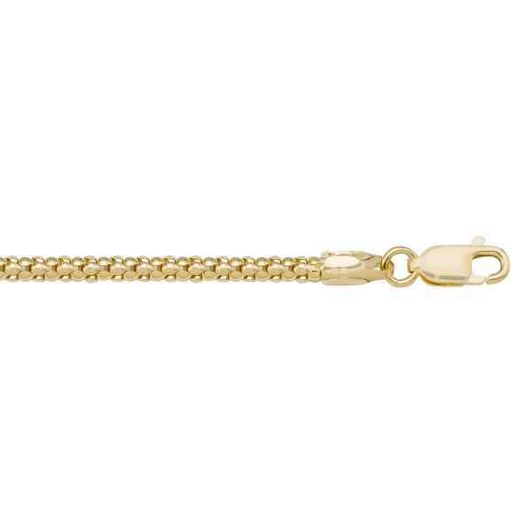 Yellow Gold Hollow Popcorn Chain Necklace — 2.8mm