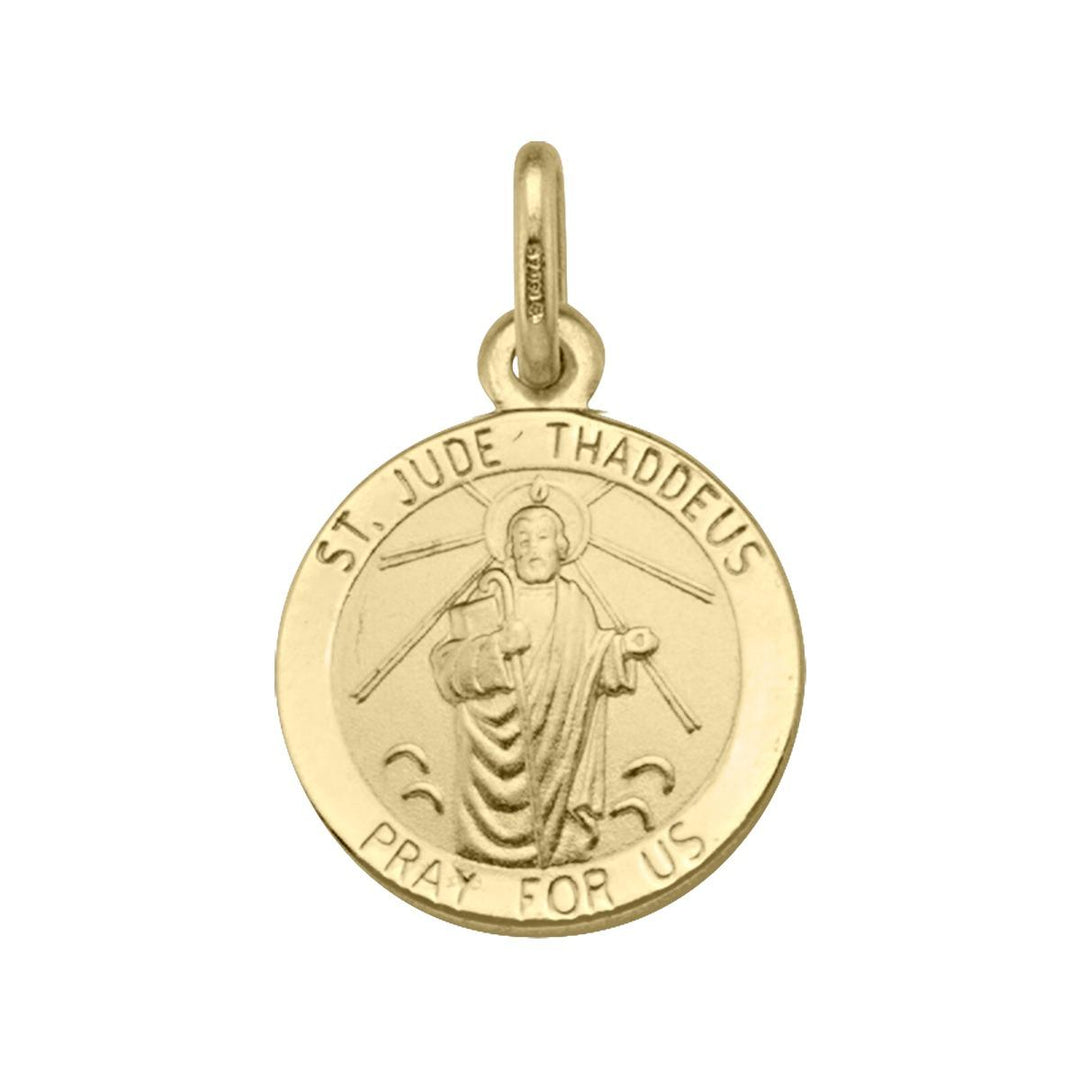 Yellow Gold St. Jude Medal — front view