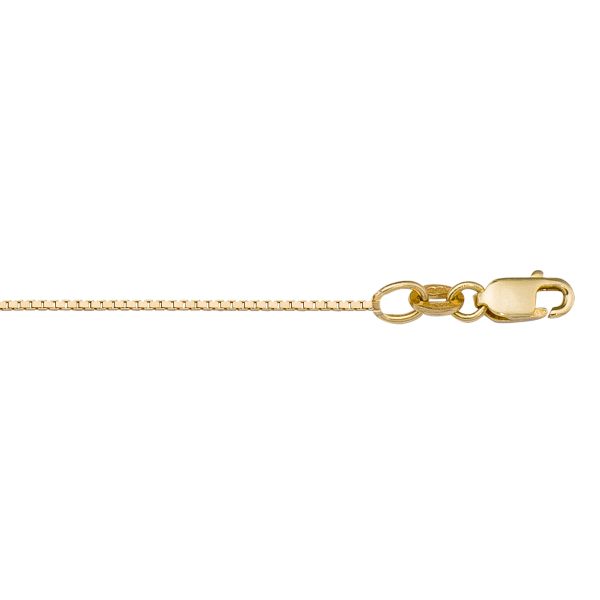 Yellow Gold Solid Box Chain Necklace — 0.8mm