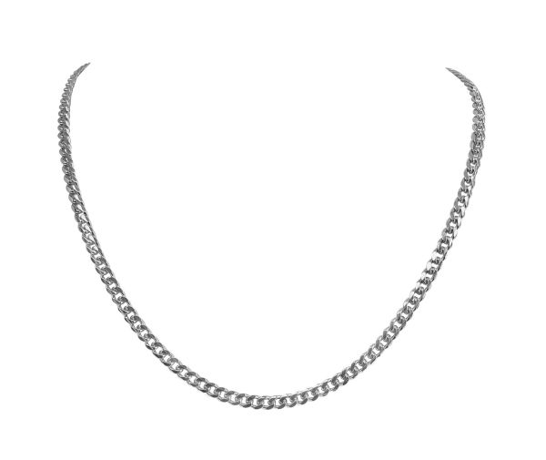 White Gold Solid Cuban Chain Necklace — 3.5mm