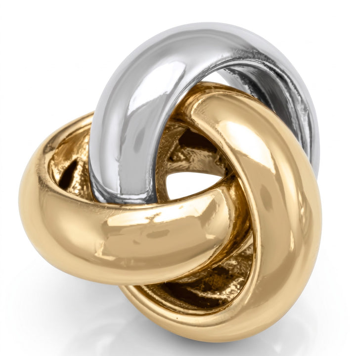 Two Tone Love Knot Stud Earrings