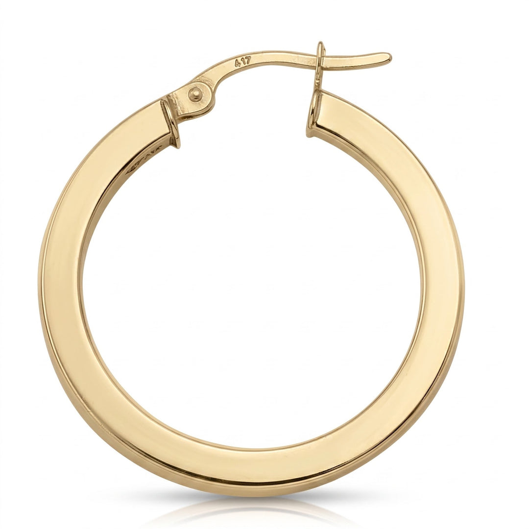 Yellow Gold Square 2 5 Mm Tube Hoop Earrings, 24.6mm