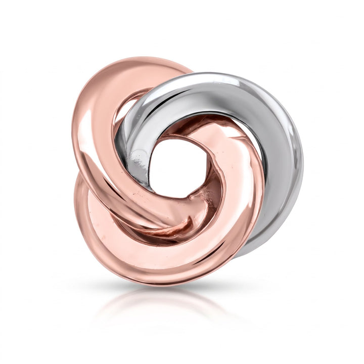 Pink And White Gold Love Knot Stud Earrings