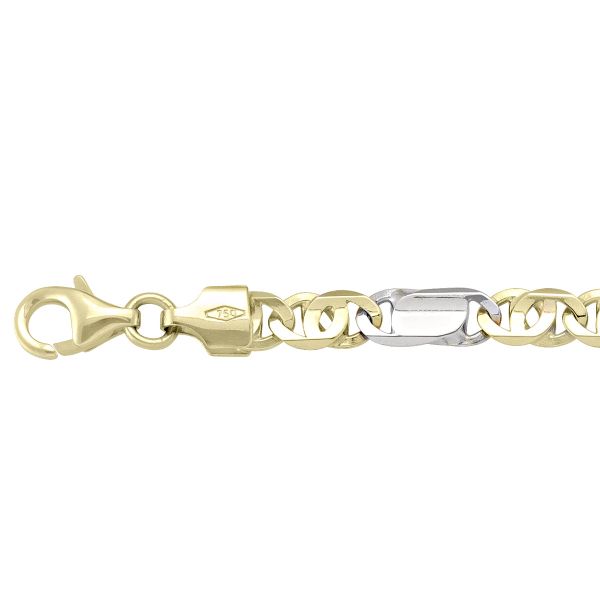 Two-Tone Gold Solid Flat Fancy Chain Necklace — 5.1mm