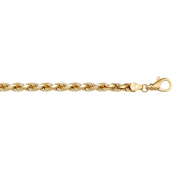 Yellow Gold Solid Diamond-Cut Rope Chain Necklace — 3.3mm
