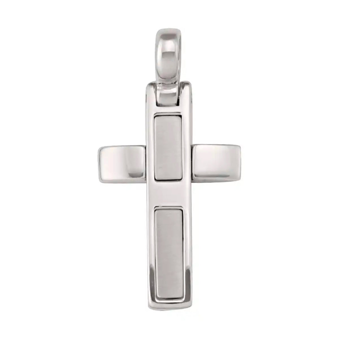 Modern Latin White Gold Cross Pendant on white background