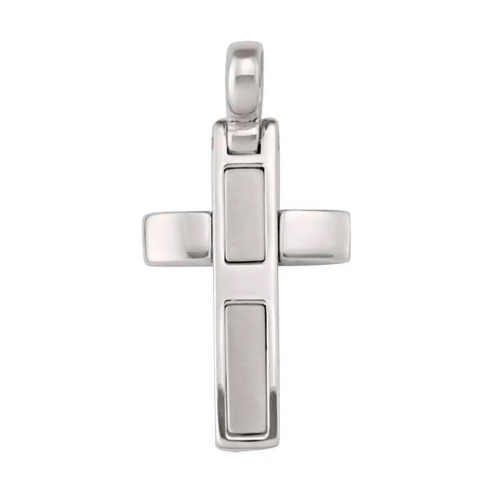 Modern Latin White Gold Cross Pendant on white background