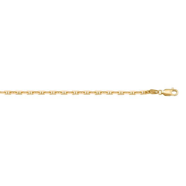Yellow Gold Solid Anchor Chain Necklace — 1.7mm