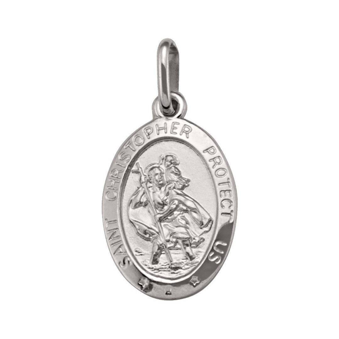 White Gold St. Christopher Medal — front view