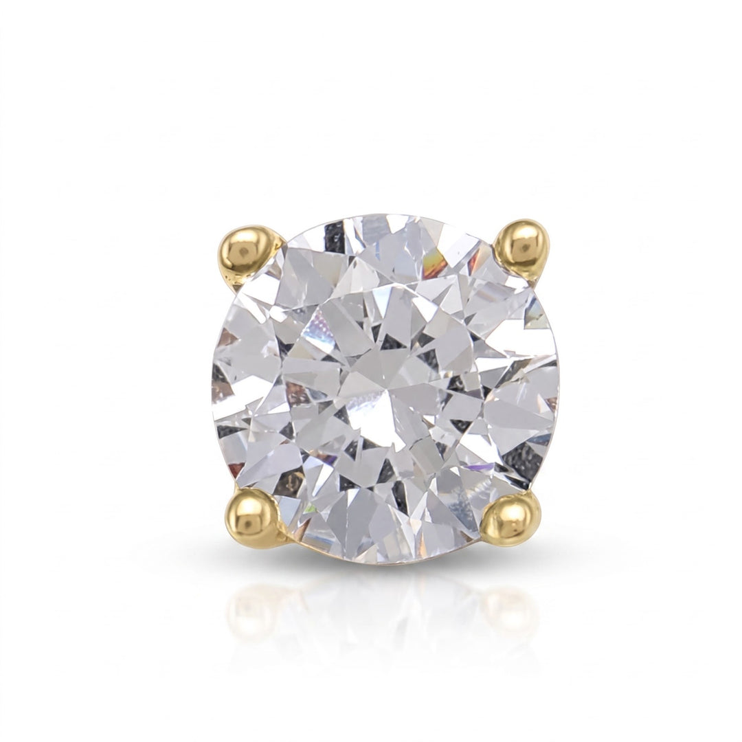 Yellow Gold 5mm CZ Stud Earrings