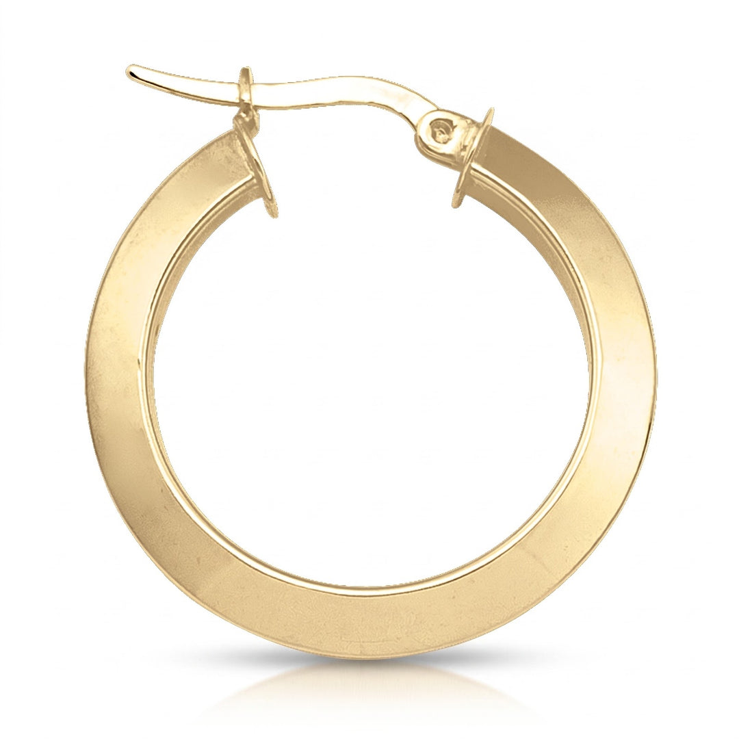 Yellow Gold Knife Edge Hoop Earrings, 23.8mm