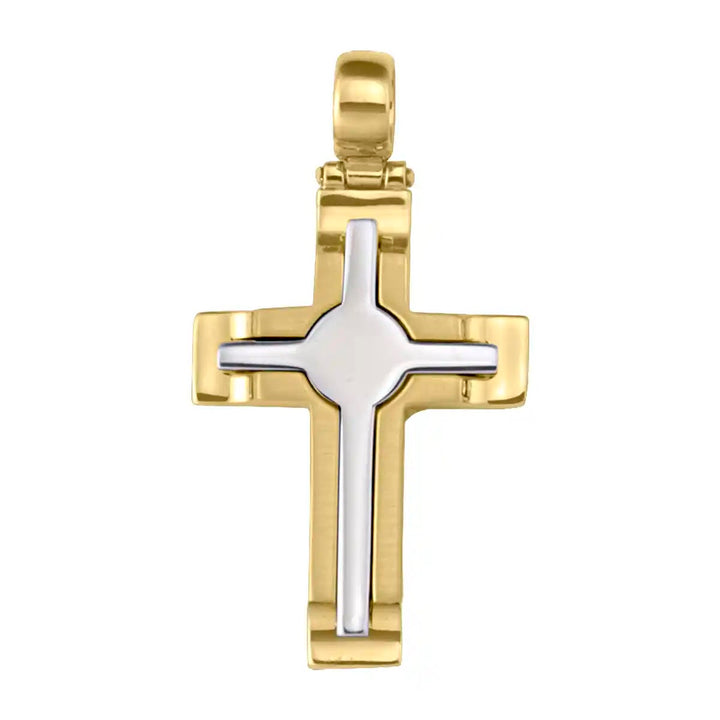 Two-Tone Latin Two-Tone Gold Cross Pendant on white background