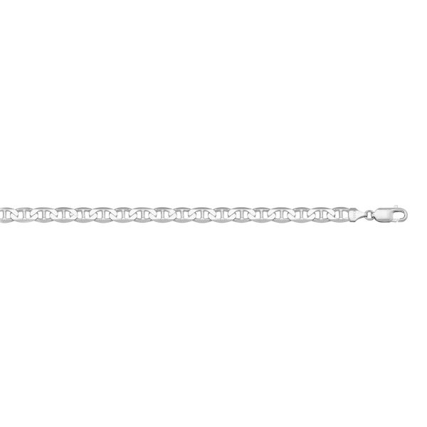 White Gold Solid Flat Anchor Chain Necklace — 3.6mm