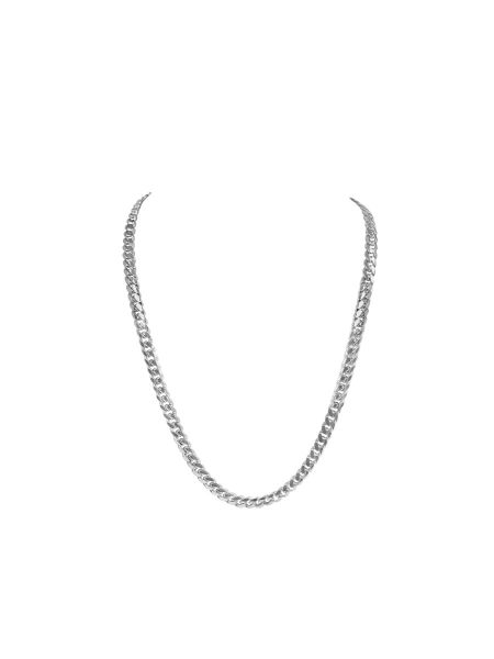 White Gold Solid Cuban Chain Necklace — 5.1mm