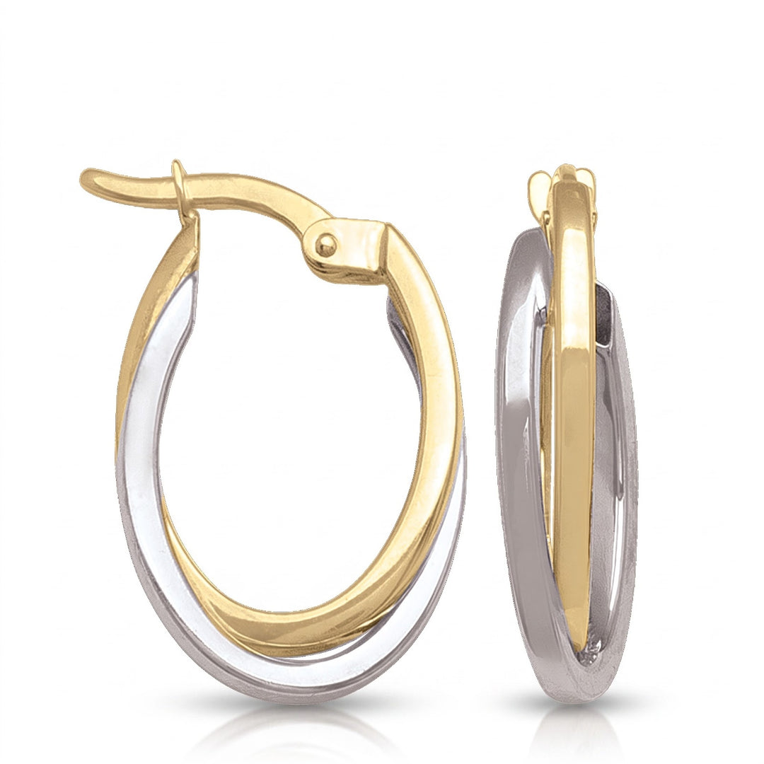 Two Tone Fancy Hoop Earrings, 12.7mm