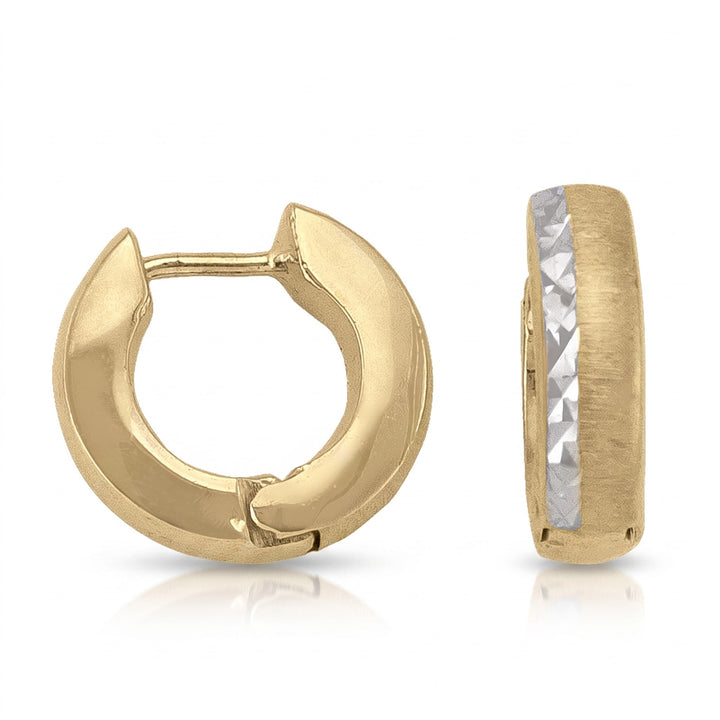 Two Tone Patterned Huggie Earrings