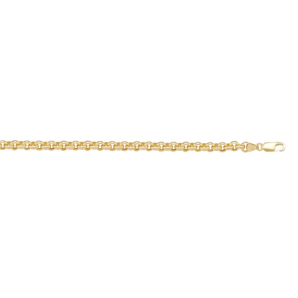 Yellow Gold Hollow Rolo Chain Necklace — 3.8mm