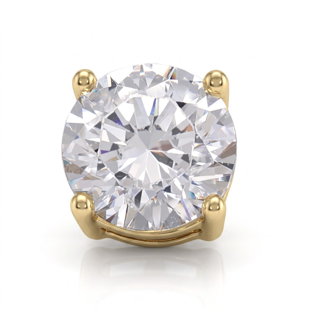 Yellow Gold 7mm CZ Stud Earrings