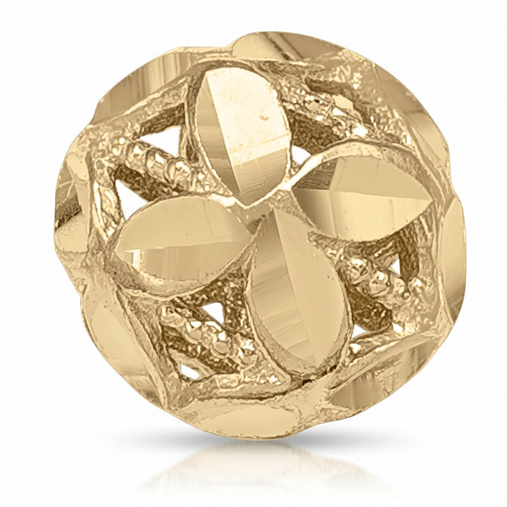 Yellow Gold Diamond Cut Ball Stud Earrings