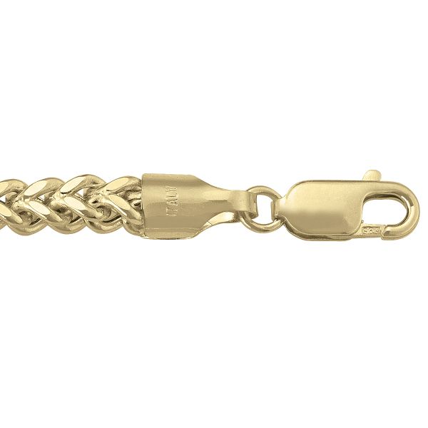 Yellow Gold Hollow Franco Chain Necklace — 4.4mm