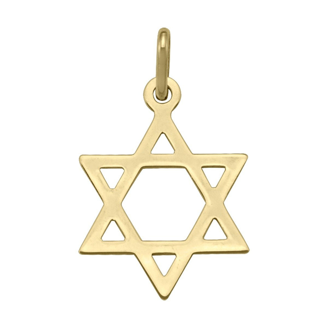 Yellow Gold Star of David Pendant — front view