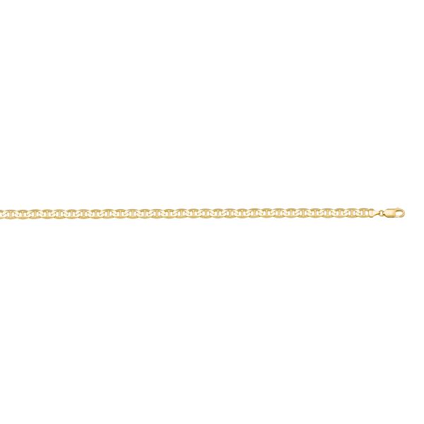 Yellow Gold Solid Flat Anchor Chain Necklace — 2mm
