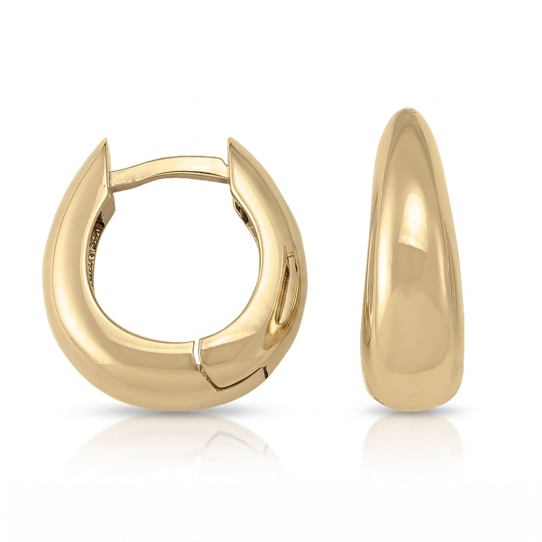 Yellow Gold Oval Huggie Earrings