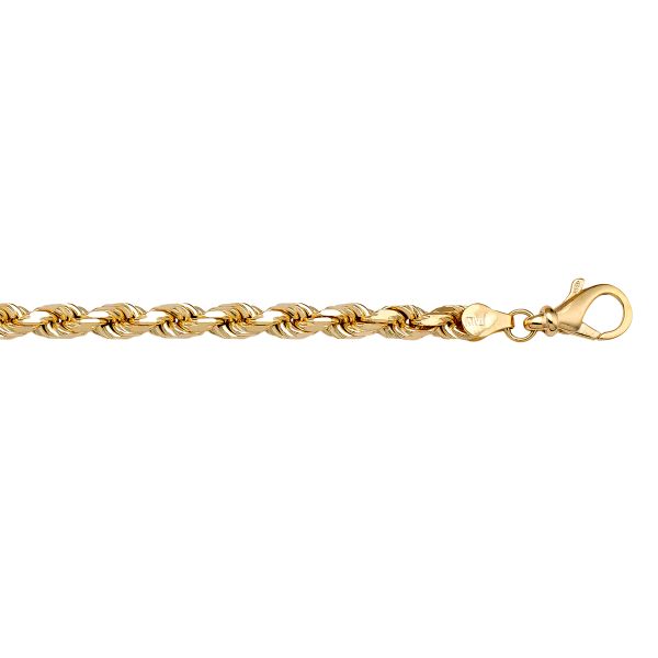 Yellow Gold Solid Diamond-Cut Rope Chain Necklace — 3.9mm
