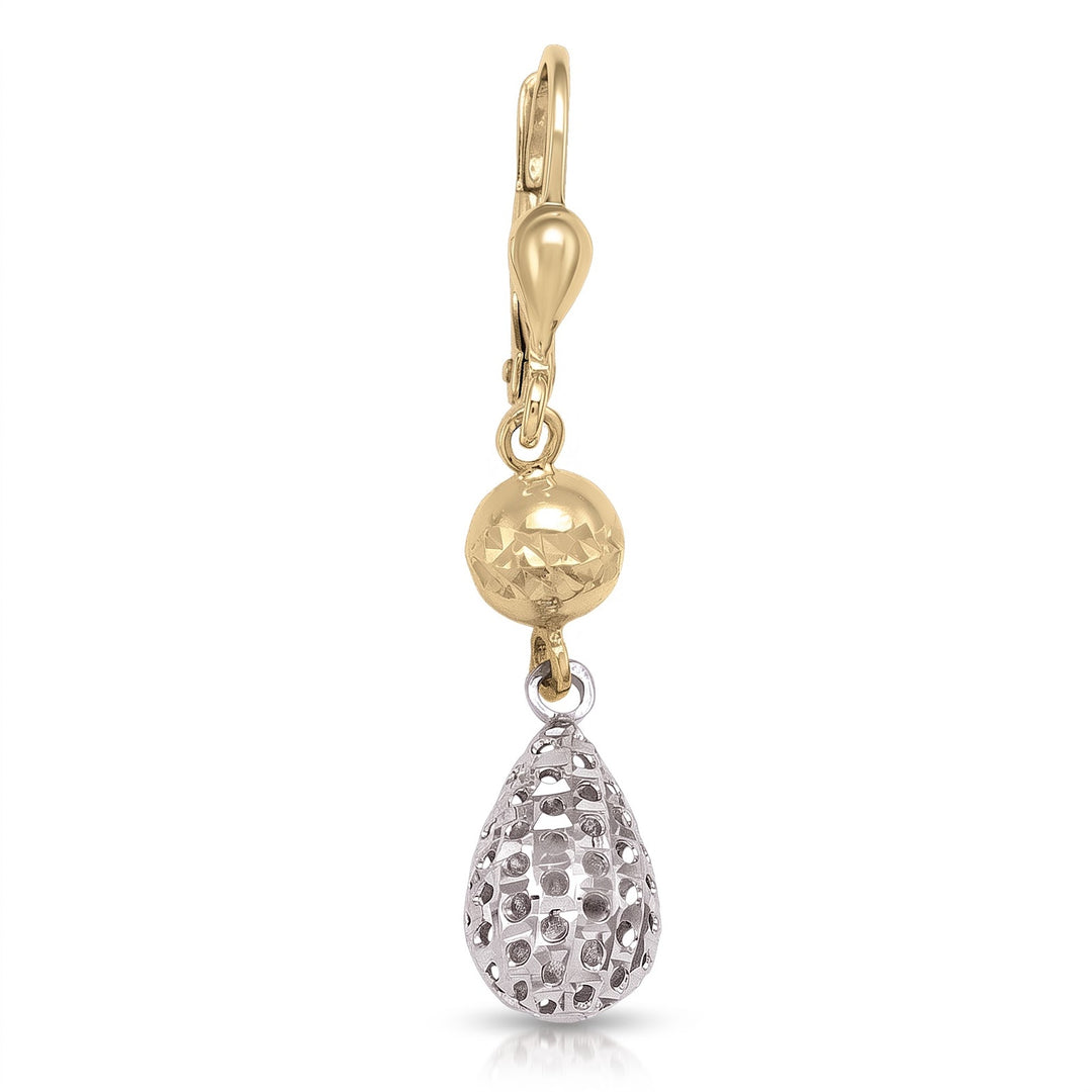 Two Tone Fancy Diamond Cut Drop Earrings