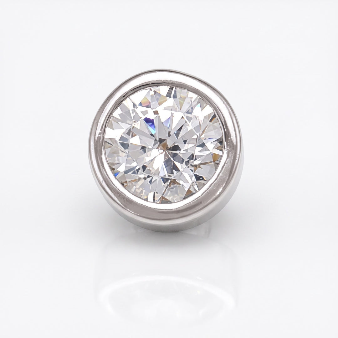 White Gold 4mm CZ Bezel Stud Earrings