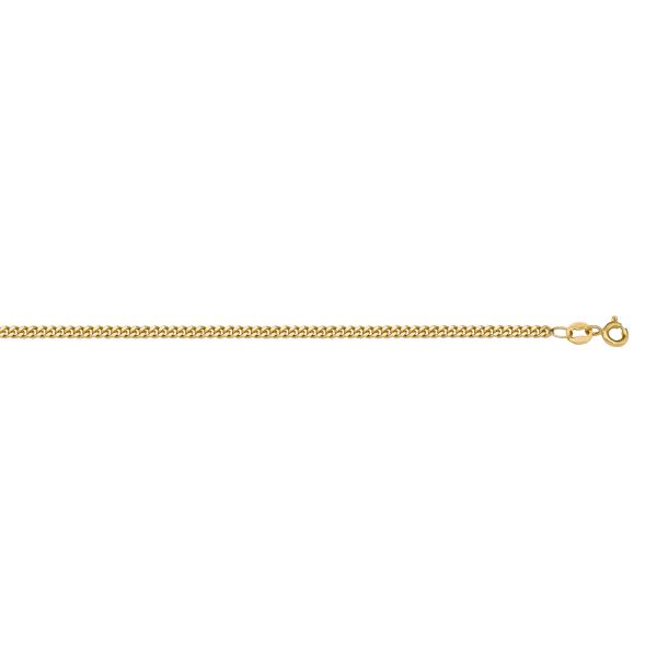 Yellow Gold Solid Curb Chain Necklace — 1mm