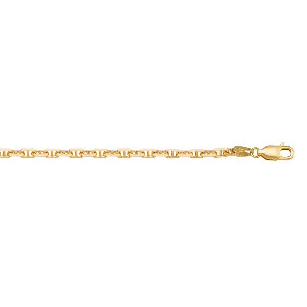 Yellow Gold Solid Anchor Chain Necklace — 2.2mm
