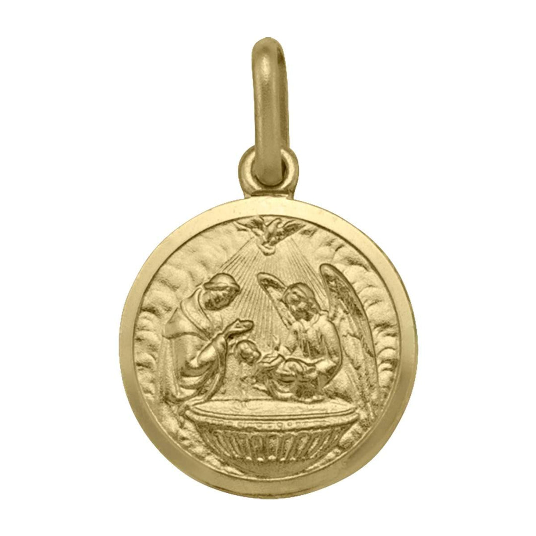 Yellow Gold Baptism Medal — front view