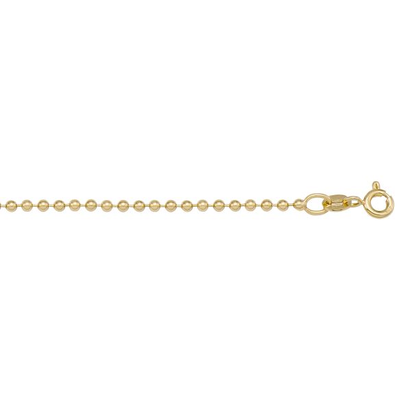 Yellow Gold Solid Bead/Ball Chain Necklace — 1.5mm
