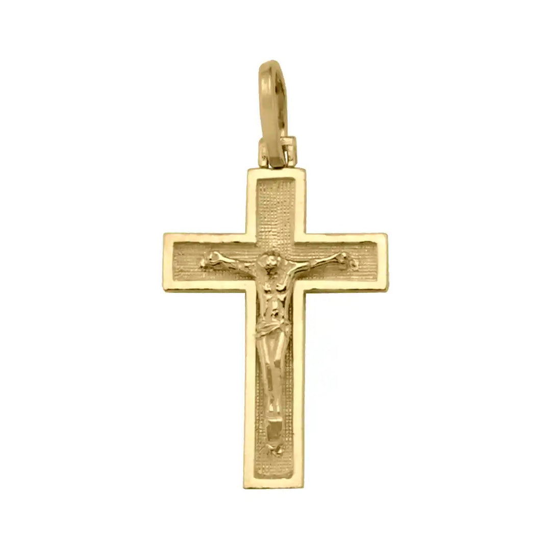 Latin Crucifix White Gold Cross Pendant on white background