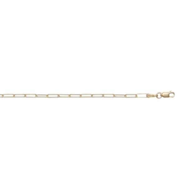 Yellow Gold Solid Paper Clip Chain Necklace — 2mm