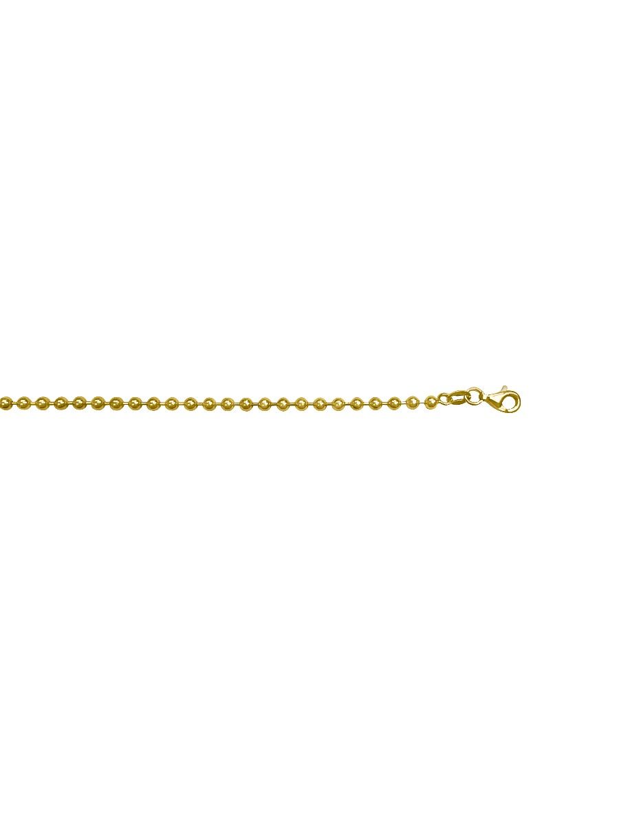 Yellow Gold Solid Bead/Ball Chain Necklace — 3mm