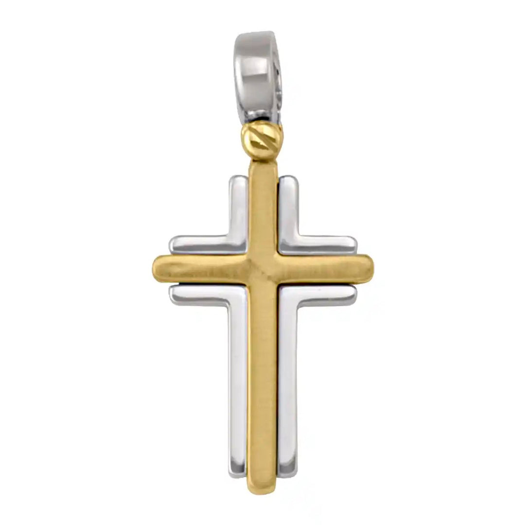 Two-Tone Latin Two-Tone Gold Cross Pendant on white background