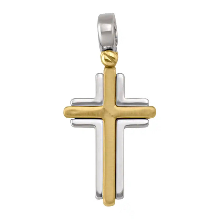 Two-Tone Latin Two-Tone Gold Cross Pendant on white background