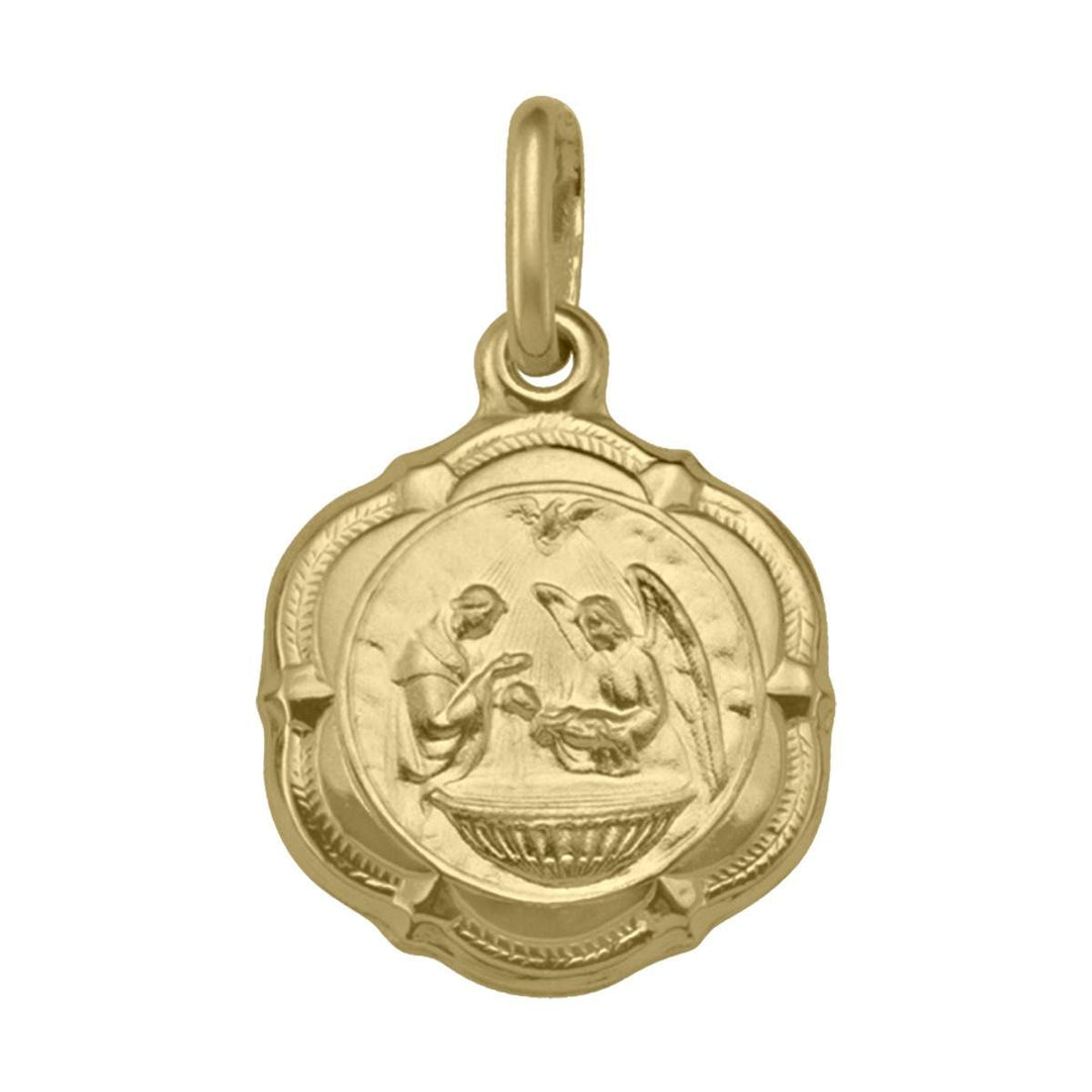 Yellow Gold Baptism Medal — front view