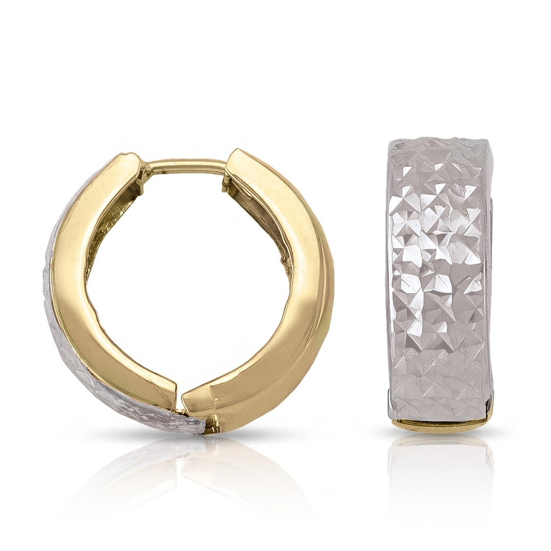 Two Tone Patterned Huggie Earrings