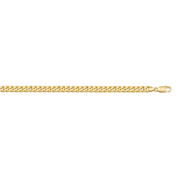 Yellow Gold Solid Beveled Curb Chain Necklace — 3.3mm