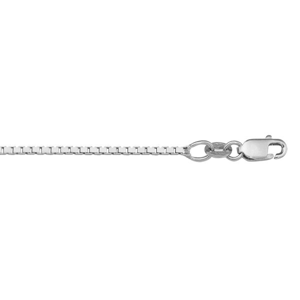 White Gold Solid Box Chain Necklace — 1.3mm