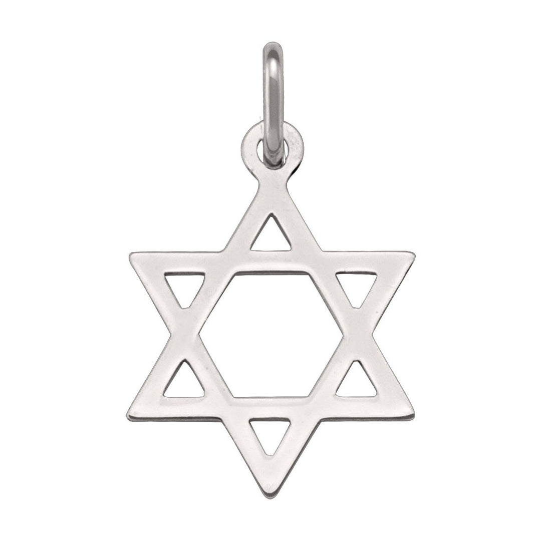White Gold Star of David Pendant — front view
